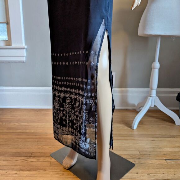 Vintage 1990s Rampage Slip Dress Floral Cottage Slit Whimsygoth Size 3 - Picture 8 of 16